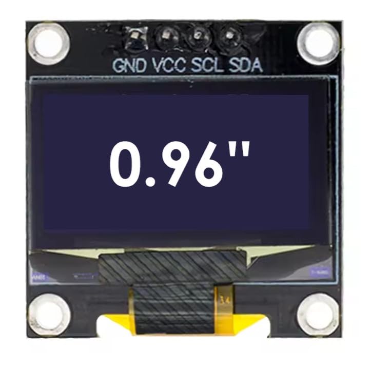 Módulo de pantalla OLED, 0.96 pulgadas, LCD de 128 x 64, interfaz serie SSD1306 I2C IIC SPI, amarillo-azul/blanco-azul, 4 pines con cabezales presoldados (1, blanco, 0.96 pulgadas)