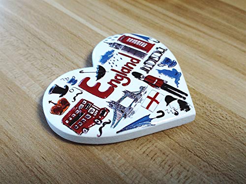 Imán para refrigerador con forma de corazón de Inglaterra miniatura 4
