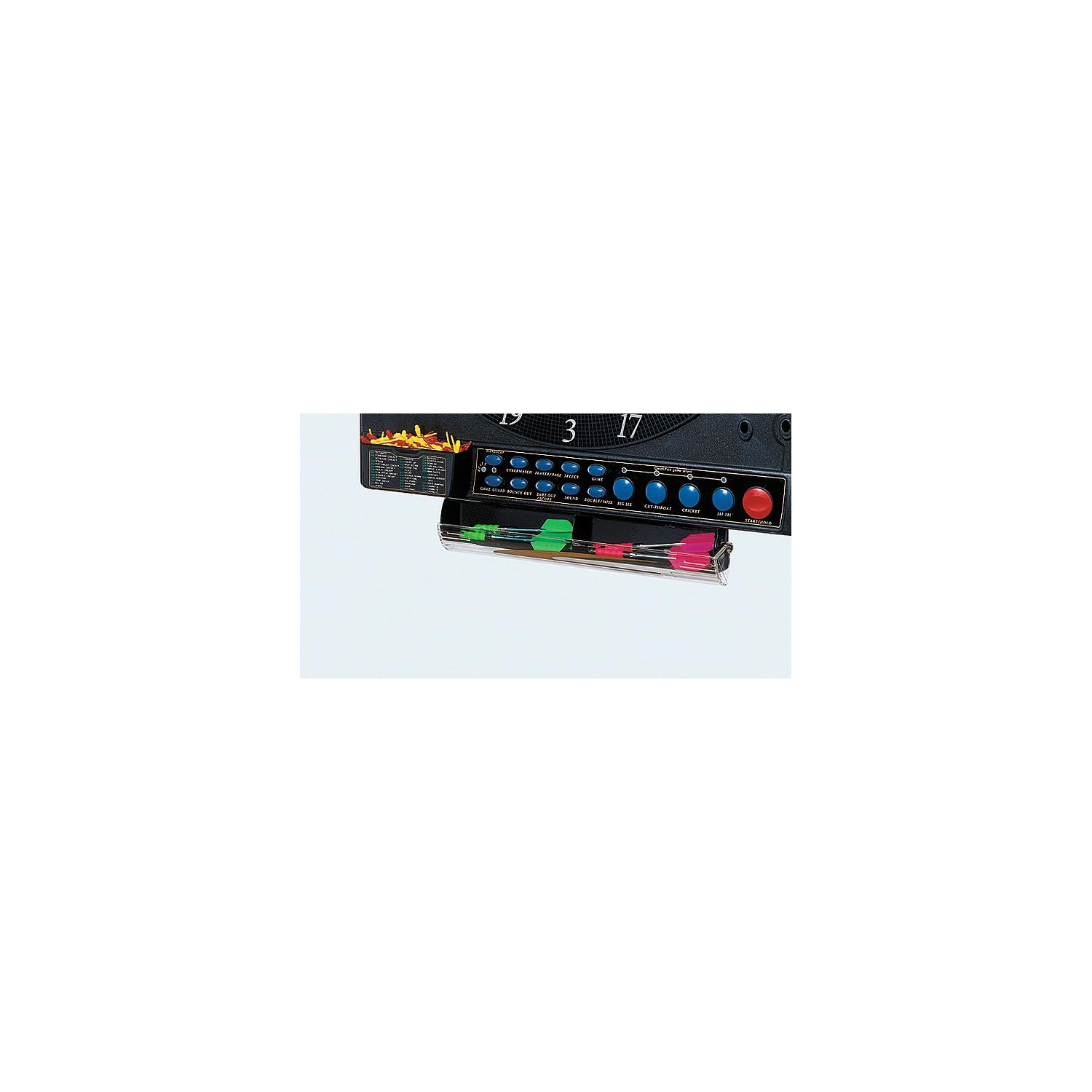 Kings Dart Elektronische Dartscheibe Profi Turnier JX-2000 | Turnierscheibe inkl. 24 Dartpfeilen | 41 Spiele, über 200 Spielvarianten | Laufschrift + Sound | extra dünner Spider