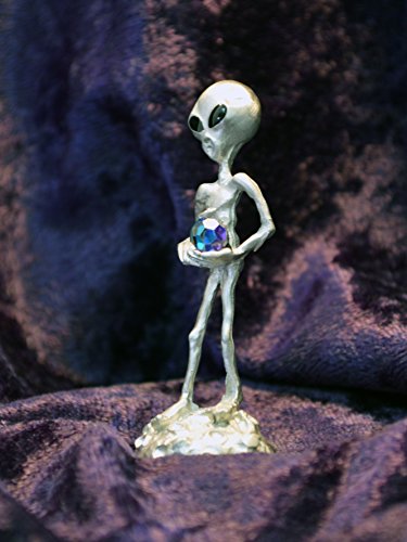 Estatua de Metal Real Alienígena UFO con Bola de Cristal Facetada miniatura 5