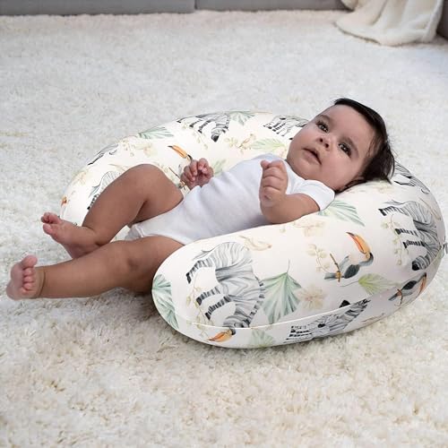 Image of ๐๐ข๐ฆ๐ ๐๐ฅ Nursing Pillow for Breastfeeding Newborn Baby | C-Shape Feeding Pillow with Removable Cotton Cover | Tummy Time, Propping & Sitting Support | Baby Feeding Pillow for Mother (Zebra-Forest)