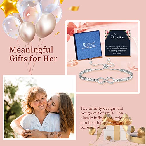Btysun Mom Bracelets For Women Mothers Day Birthday Gift Stainless Steel Infinity Silver Bracelet Mom Gifts From Daughters #TOP6