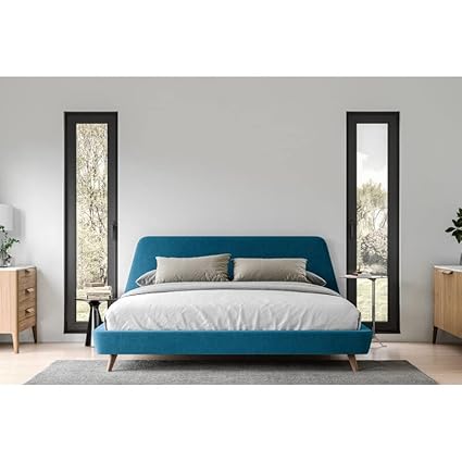 Lemon Tree Furniture Upholstered Platform Low Profile King Size Bed Without Mattress for Bedroom| Wooden Double Bed |(Blue, Engineered Wood) Mattress Size 6 x 6.5 Foot| 12 Month Warranty