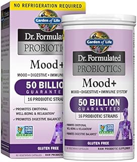 Garden of Life Dr. Formulated Probiotics Mood+ Acidophilus Probiotic Supplement - Promotes Emotional Well-Being, Relaxation and Digestive Balance - Ashwagandha for Stress Management, 60 Veggie Caps