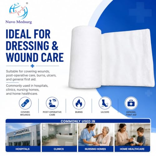 Image of Non-Sterile Gamjee Roll for Dressing & Wound Care, 15cm x 3mtr (Pack of 3) - Absorbent Surgical Cotton Pad, Medical Grade Material for First Aid, Hospital & Clinical Use