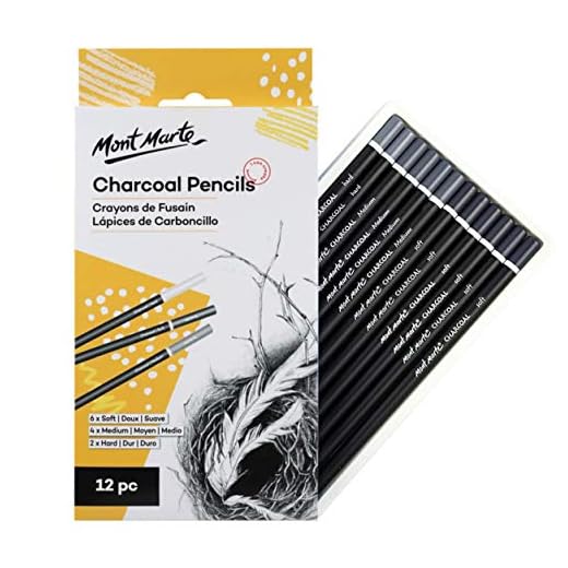 Mont Marte Lapices Carboncillo - 12 piezas - Carboncillo para el arte - Lápices de dibujo, plumas de artista - Ideal para dibujos impresionantes - Perfecto para Principiantes, Profesionales y Artistas
