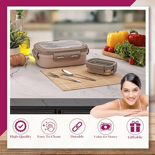 Image of Trueware Picaso Jr. Insulated Inner Steel Thermoware BPA Free, Airtight, Food Grade, 2 Containers Lunch Box 750 ML | for School, Kids, Boy & Girl | Hot Lunch Box