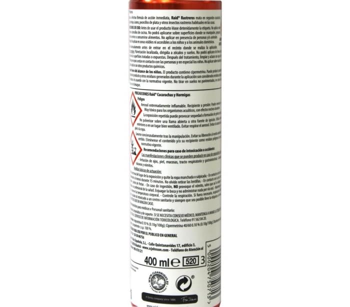 Raid Insecticida contra Cucarachas, Hormigas y Chinches - 400 ml