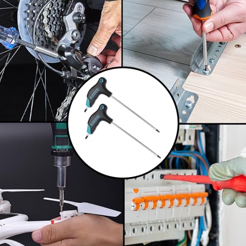 Image of Antrader 2pcs Cr-V Steel T25 Torx Wrench,Dual End Anti Tamper Proof Hex Key | Ergonomic T-Shaped Non-Slip Grip Long Arm Screwdriver,With Hanging Holes For Easy Storage