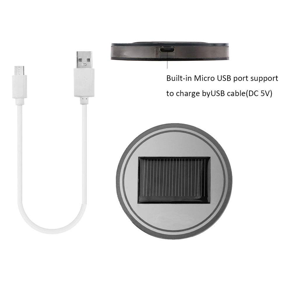 Youngine 2 Pack Solare LED Car Holder Tappetino Pad Impermeabile Bottiglia Bevande Coaster Luce incorporata e sensore di Vibrazione Auto Decorazione Lampada Luce (Blu)