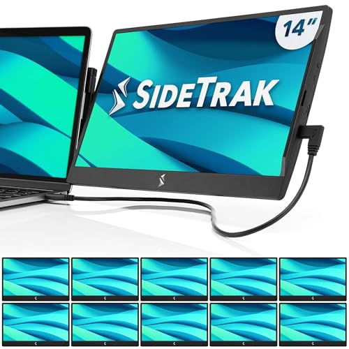 Image of SideTrak Swivel 14 inch Attachable Portable Monitor Extender, FHD TFT Laptop Dual Screen with Kickstand + Unique Swivel Hinge, Compatible with Mac, PC, Chrome, Powered by USB / Mini HDMI Port - 10 Pack