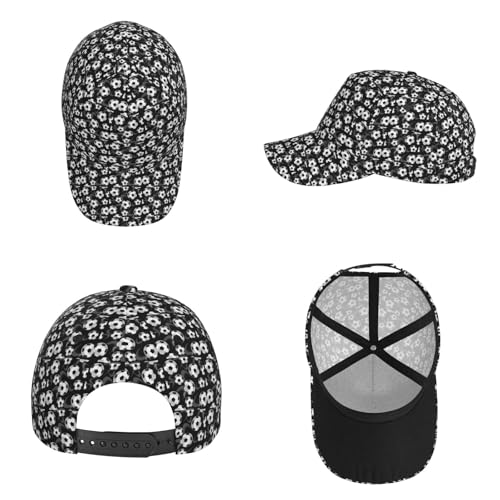 ERCgad Gorra de béisbol de moda con estampado negro de fútbol, transpirable, para deportes al aire libre, senderismo, golf, viaje