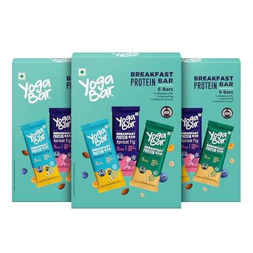 Yogabar Breakfast Protein Bars, 18 Assorted Bars | High Protein All in One | No Preservatives - No Artificial Flavours | Meal Replacement Bar