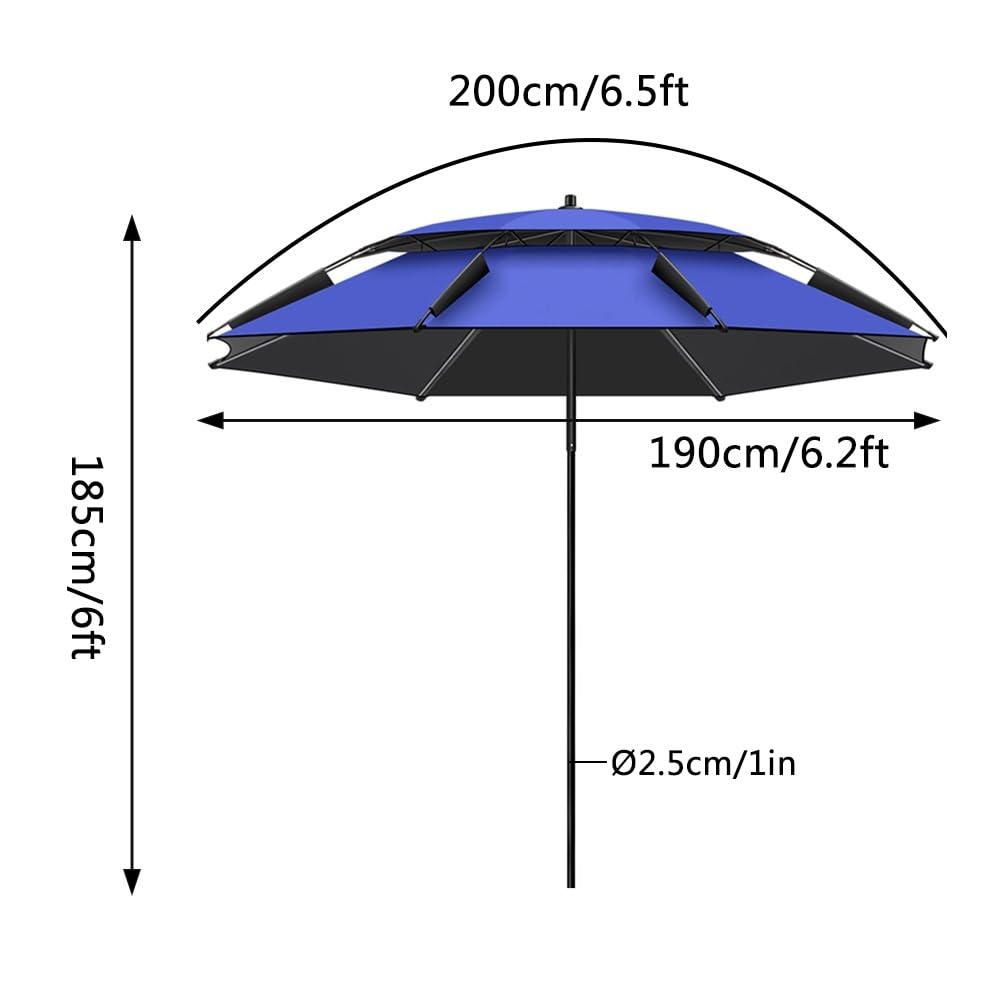 Parasol plażowy odporny na wiatr, 200/220 cm, z ochroną UV, parasol ogrodowy z torbą transportową, do wędkowania na świeżym powietrzu, biwakowania i pikników