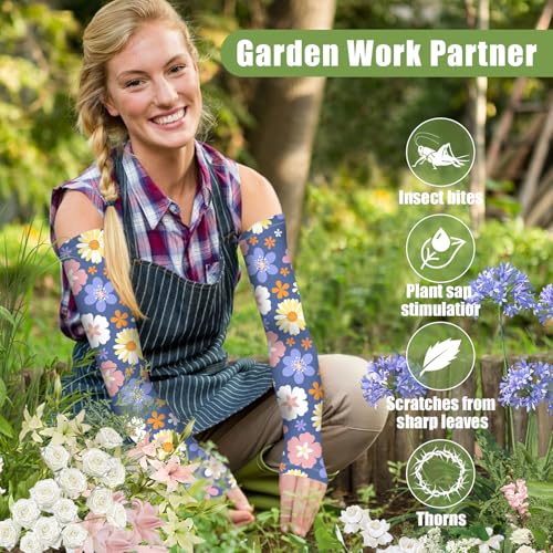 Image of Bebila Gardening Sleeves for Women Farm UV Sun Protection Anti-Scratch Cooling Sleeves with Thumb Hole Arms Cover Outdoors