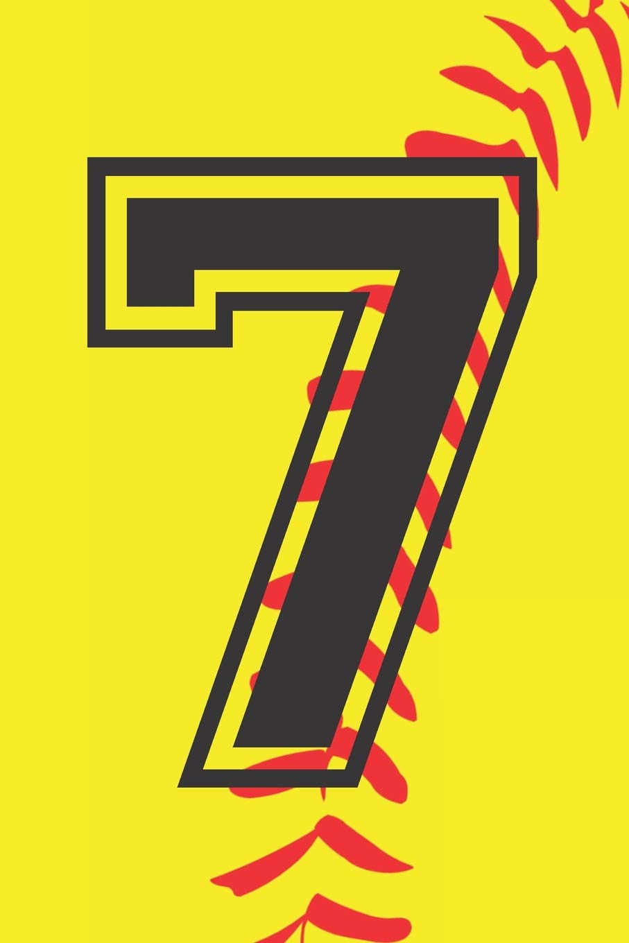 7 Journal: A Softball Jersey Number #7 Seven Notebook For Writing And Notes: Great Personalized Gift For All Players, Coaches, And Fans (Yellow Red