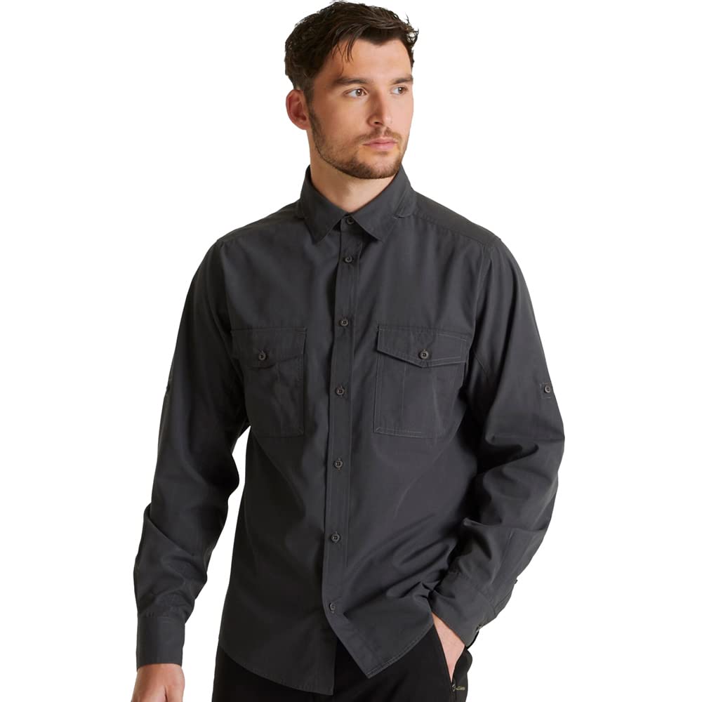 Craghoppers Mens Expert Kiwi Long Sleeved Shirt, Carbon Grey, Size XXL