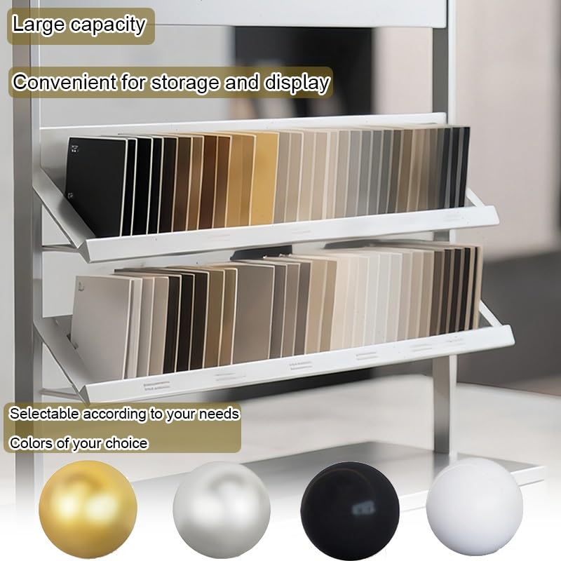 Dwupoziomowy wolnostojący stojak w kratkę - elegancki stojak na próbki materiałów budowlanych, drewna, czasopism i zdjęć (60 x 30 x 60 cm) - idealna gablota w