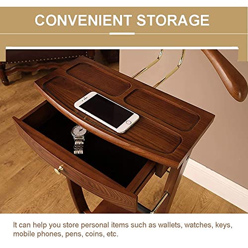 Qcesorib Galán de Noche de Madera Mueble con Estante del Cajón Hombros Anchos Curvados Perchero Delantero con Funda de Goma Antideslizante Alto x Ancho x Fondo: 112,2 x 44,4 x 30 cm - imagen 4