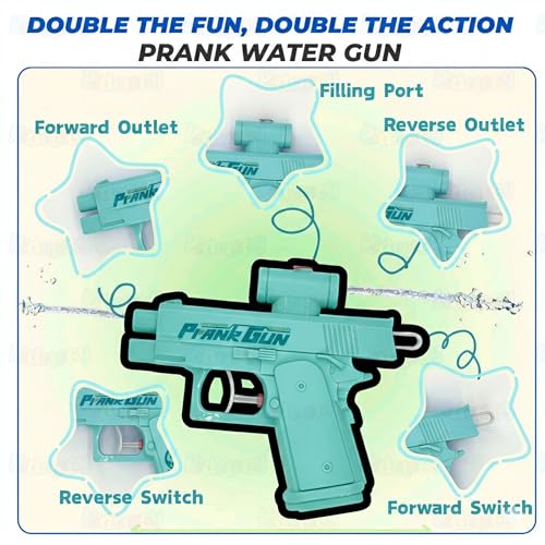 Image of Kidology Prank Two-Way Water Gun Toy | Double Spray Reverse Squirt Gun for Kids & Adults | Funny Surprise Water Blaster for Holi, Pool Parties & Outdoor Play (Blue)