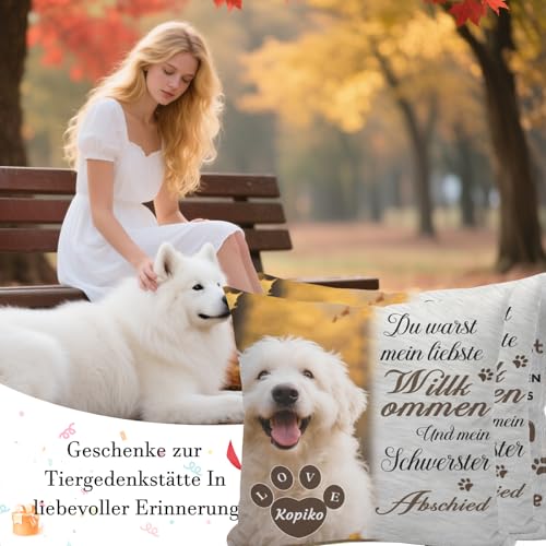 Umitive Personalisiertes Hundekissen - Individuelles Foto & Name Kissenbezug zur Erinnerung an verstorbene Haustiere - Trostspender für Trauernde (Style D)