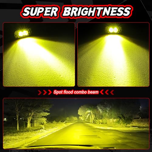 Image of Flush Mount Pod Lights Yellow LED Driving Fog Light Offroad