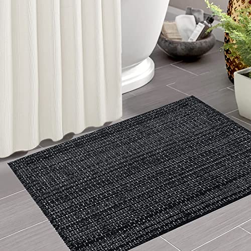 Seavish Black Kitchen Rug, Small Bathroom Rugs, 2'x3' Black and White Striped Rug Throw Rugs Washable Boho Porch Decor Indoor Outdoor Welcome Door Mat for Entryway Front Porch - Image 2