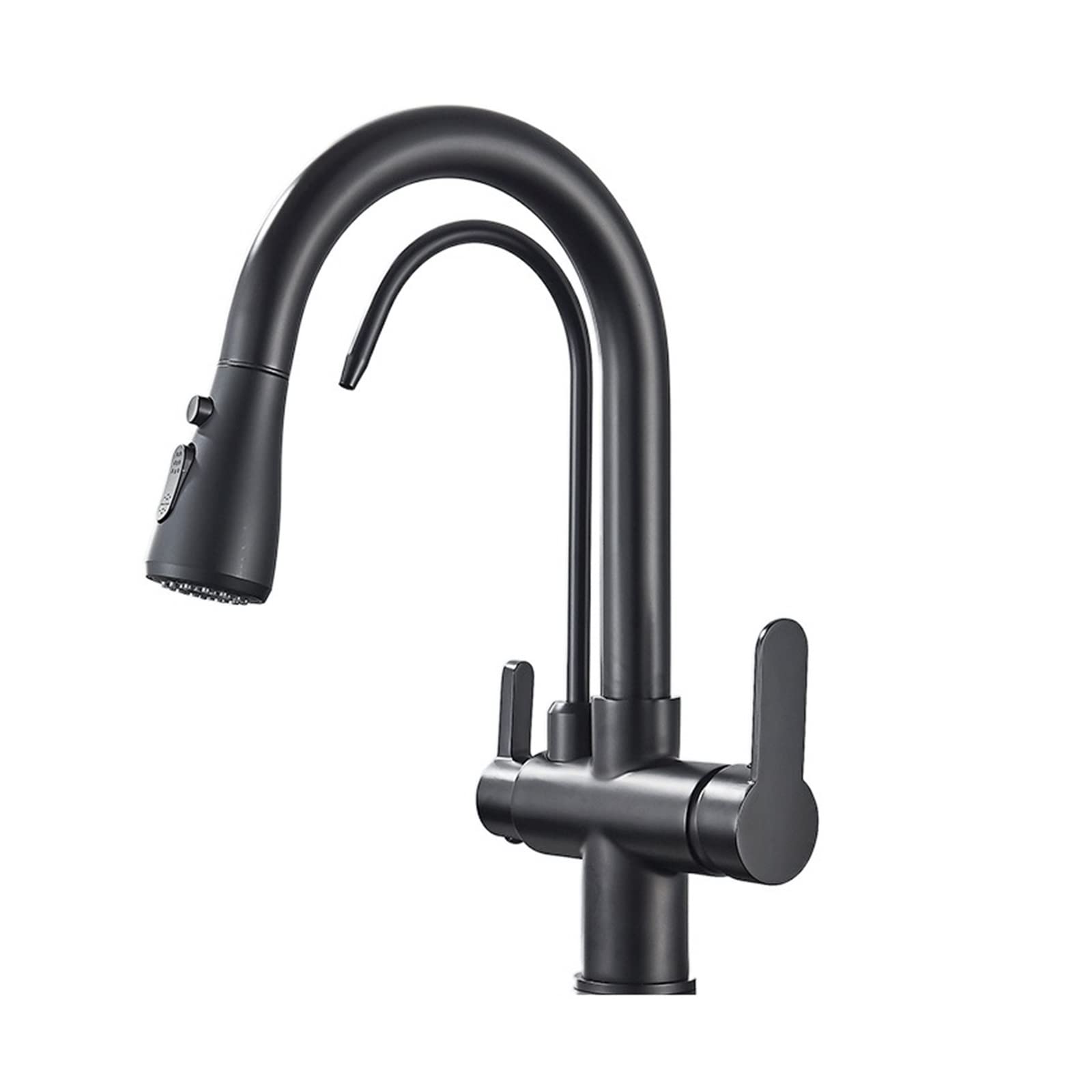 Mattschwarze Küchenarmatur, herausziehbarer Sprühkopf, 360° drehbarer Wasserfilterhahn, 3-Wege-Spültischmischer, intelligenter Küchenarmatur für einfache Reinigung und Filtration (Typ A)