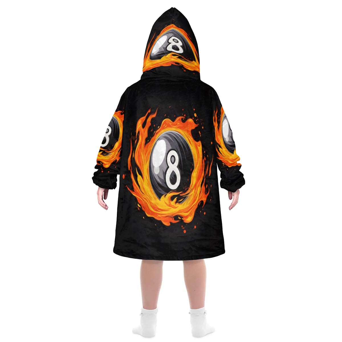 Kids Blanket Hoodie Billiard Fire Ball Wearable Blanket Hoodie Oversized Hooded Blanket, Sweatshirt Blanket with Pockets Soft Warm Kids Hooded Blanket for Girls, Boys