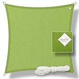 hanSe Sonnensegel Quadrat 2,5x2,5 m Limegrün, HDPE Gewebe wetterbeständig mit UV Schutz, Sonnenschutz für Garten, Balkon und Terrasse