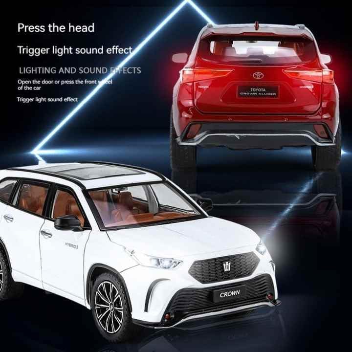Image of Model 1:24 Crown Kluger SUV Model Alloy Metal Pull Back Die-cast Car Openable Doors with Sound and Light Vehicle Car Toy for Kids - Multicolor