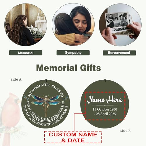 Image of ASTARIN Personalized Wind Chimes, Memorial Wind Chimes, Dragonfly Custom Name Sympathy Gifts Windchime for Loss of Loved One, Condolences 30in /36in Wind Chime for Loss of Loved Ones(Produced in Texas)