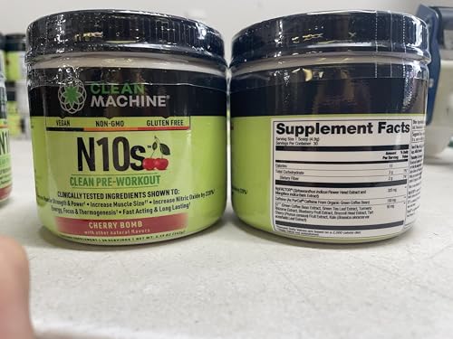 Image of CLEAN MACHINE N10s Plant-Based Pre Workout Powder - Vegan Energy Supplement with 3 Clinically Tested Patented Ingredients for Muscle Size, Strength, Pump & Endurance - Non-GMO, 30 Servings