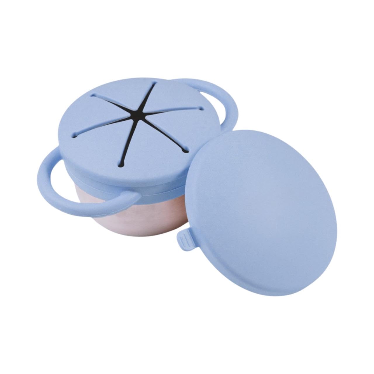 THEONI Stainless Steel, BPA Free Snack Cups with Removable Silicone Food Catcher and Travel Lid | Spill-Proof | Baby, Infant, Toddler-Friendly | Dishwasher Safe-355ml per Cup (Blue)-image-7