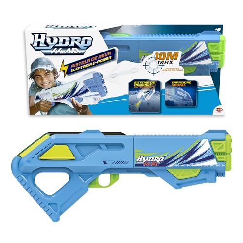 Bizak Hydro M.A.D.Pistola de Agua Azul, Recarga Automática, Tamaño Grande, Alcance de 10m, Juguete para Juego al Aire Libre, Niños y Niñas +8 Años, (62001150)