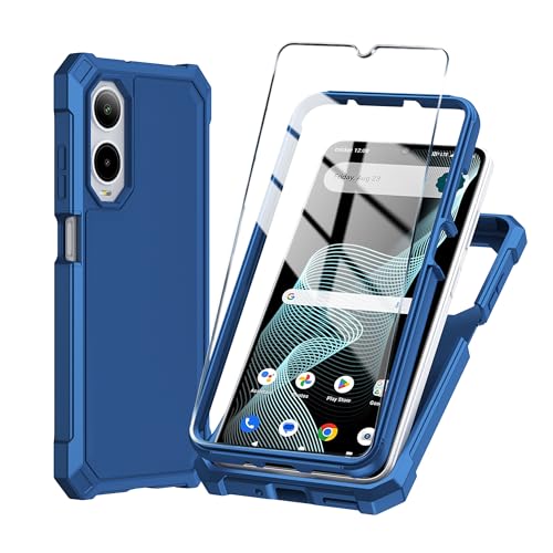 Mocotto for Cricket Debut S3 Phone Case/AT&T Vista 2 Case with Tempered Glass Screen Protector,Slim Soft Silicone Full-Body Protective Cover (Cricket Debut S3, Blue)