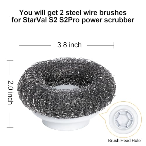 Image of 2Pcs Steel Wire Brush Heads for Electric Spin Scrubber Cleaning Stoves, Pots, Grills, Ovens(White)
