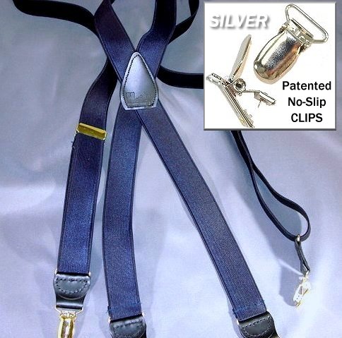 Image of Hold-Up Formal Series Men's X & Y-Back Suspenders with No-Slip Clips | Available in traditional X-back and Y-back styles for business, formal, and dress occasions.