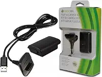Kit Bateria Recarregável Para Controle Manete Joystick Sem Fio Xbox 360 + Cabo Usb Carregador incluso