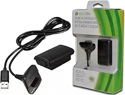 Kit Bateria Recarregável Para Controle Manete Joystick Sem Fio Xbox 360 + Cabo Usb Carregador incluso
