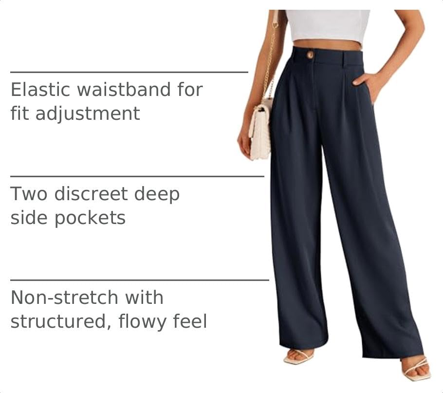 Image of LILLUSORY Womens Wide Leg Dress Work Flowy Pants Business Casual Outfits