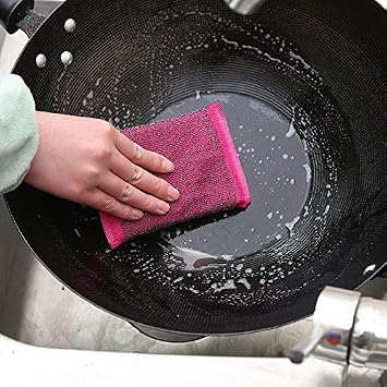 6 Pieces Non-Scratch Scrub Sponges Pads, Cleaning Scrub Sponge, Dish Wash Sponge, Kitchen Sponge, Multi-Use Heavy Duty Scrub Sponge - Gold