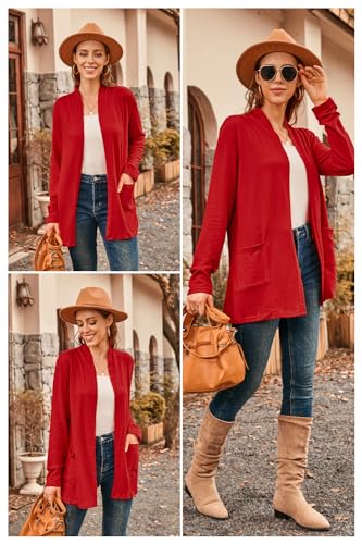 Image of ULTRANICE Cardigan Sweaters Womens Fashion 2025 Spring Lightweight Long Sleeve Casual Tops Clothes Outfits with Pockets