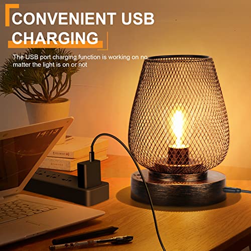 Ubright 2 Pack Battery Operated Lights Rechargeable Outdoor Table Lamp Metal Cage With 4 Lighting Mode Outdoor Lantern Cordless Lamp Indoor Outdoor Patio Bedroom Living Room (Bulb Included) Bronze #TOP4