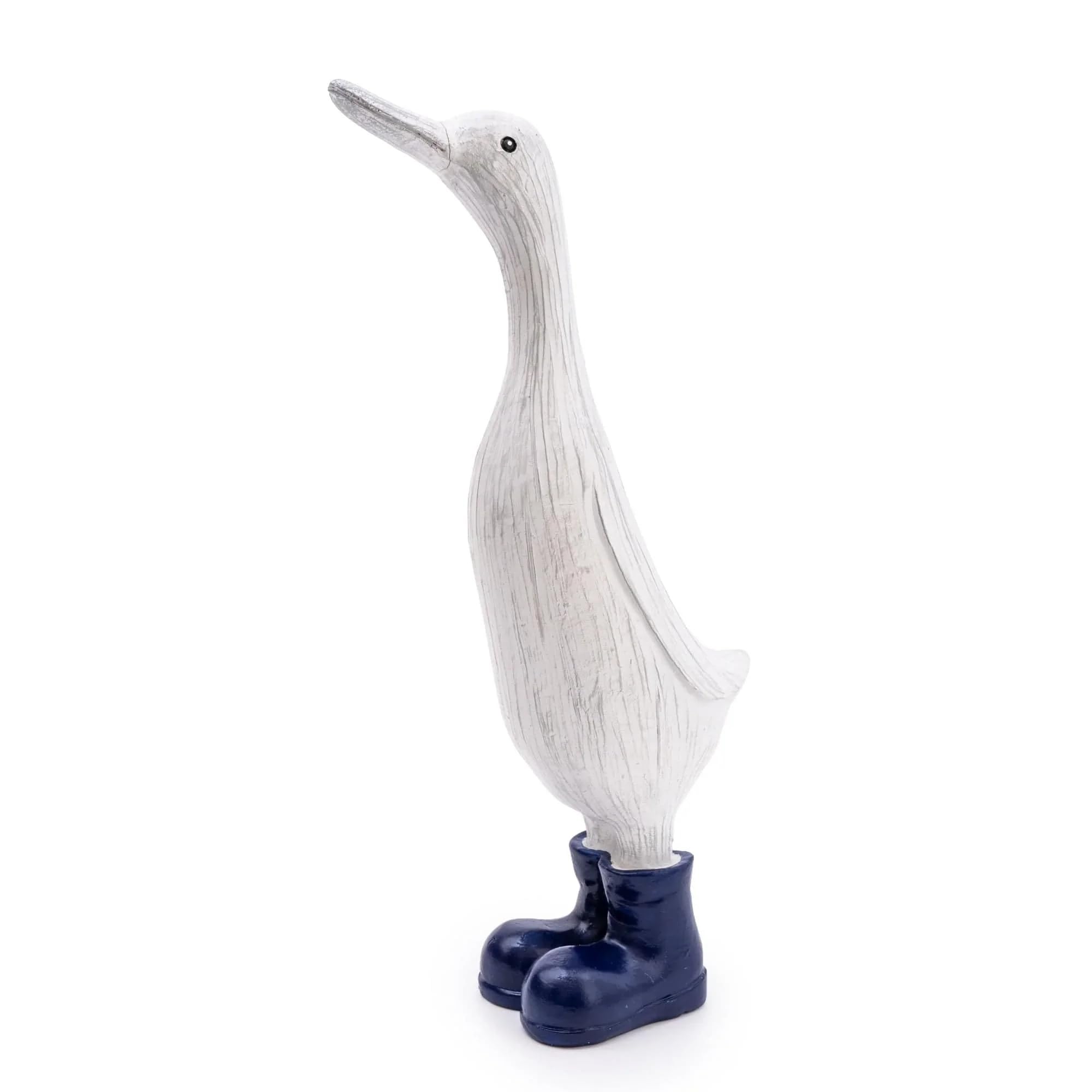 Home Deco London White Resin Ducks In Wellies Lovely Decorative Ornament - Great Gift Idea (Resin Duck With Wellies Large Navy)