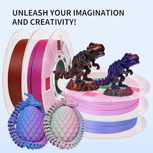 Image of RAMBERY Matte Tri Color & Dual Color 3D Printer Filament Bundle, Multi Color Change by Angle PLA Filament 1.75mm+ /- 0.02mm, 200gX4 Spools