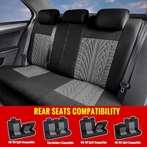 AUTOYOUTH Car Seat Covers Full Set, Front Bucket Seat Covers with Split Bench Back Seat Covers for Cars for Women Full Set Auto Parts Seat Protectors Car Seat Accessories - 9pcs,Gray - Image 4