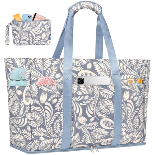 LUROON Bolsa Playa Grande XXL Familiar con Cremallera Impermeable Bolso de Playa Mujer Plegable Shopper Bolso Playa Mujer para Viaje Compras 50 * 35 * 20cm