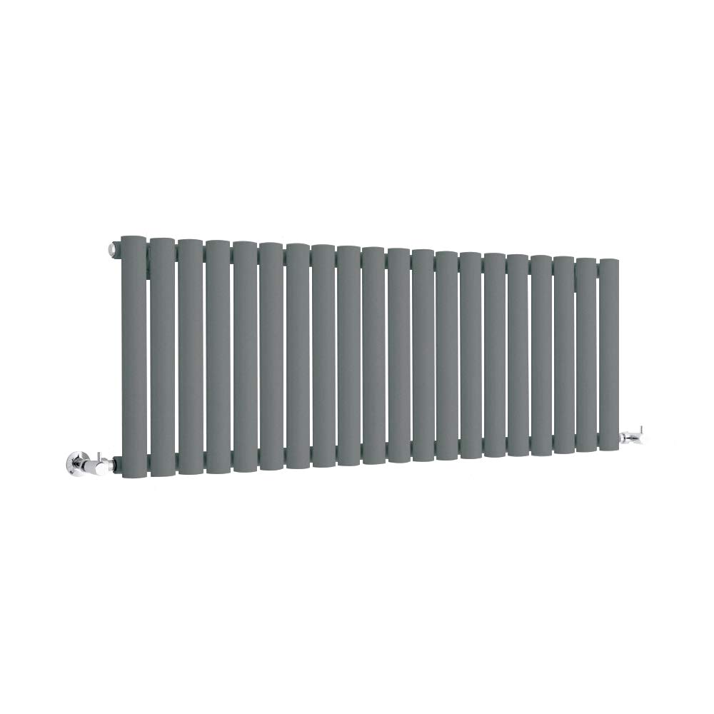 Milano Anthracite Aruba Horizontal Single Oval Panel Radiator - 400Mm X 1180Mm