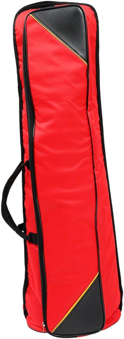 Zerodeko Thickened Waterproof Oxford Cloth Trombone Travel Case Portable Tenor Trombone Storage Pouch Red Musical Instrument Protective Bag
